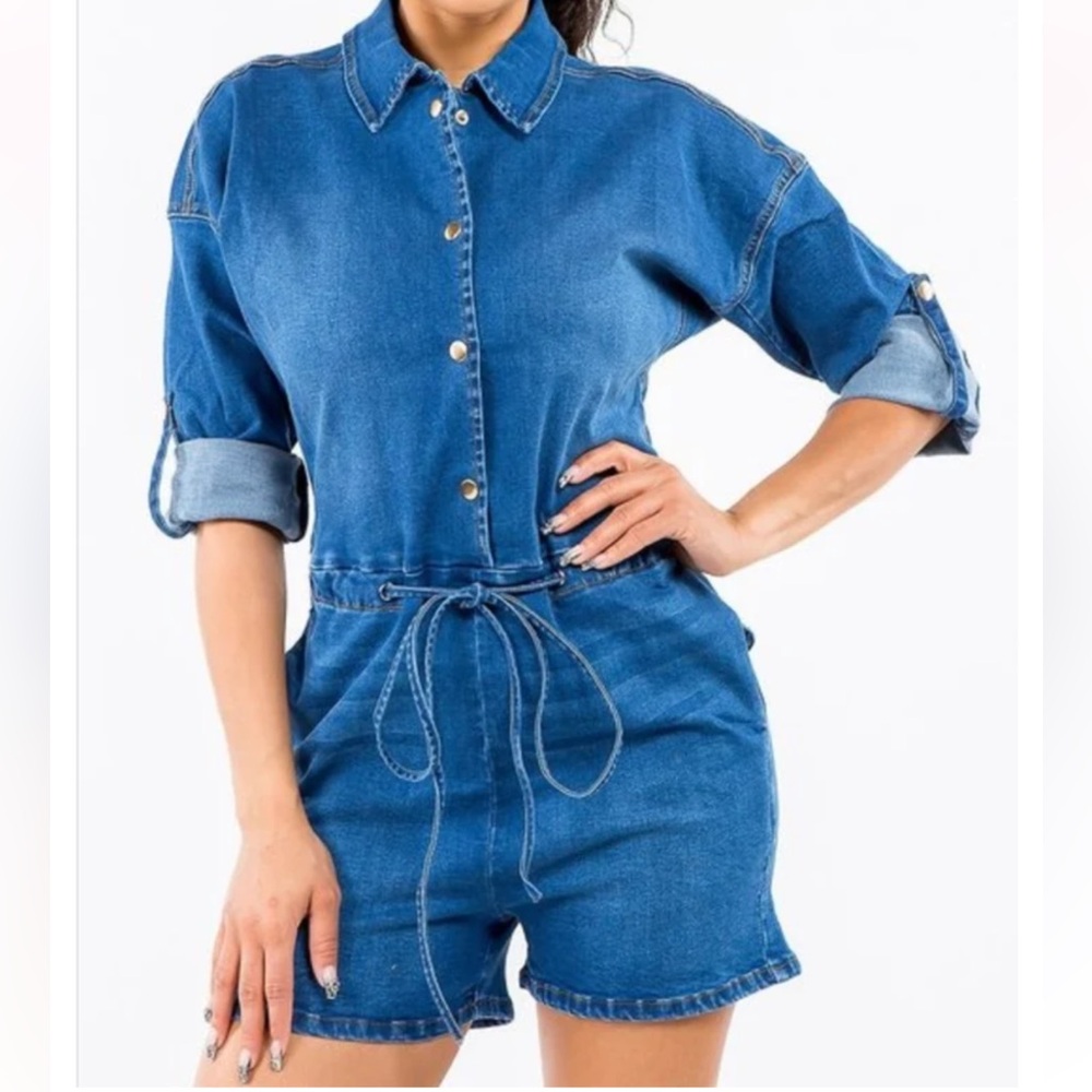 Fabulous Denim Button Down Short Romper